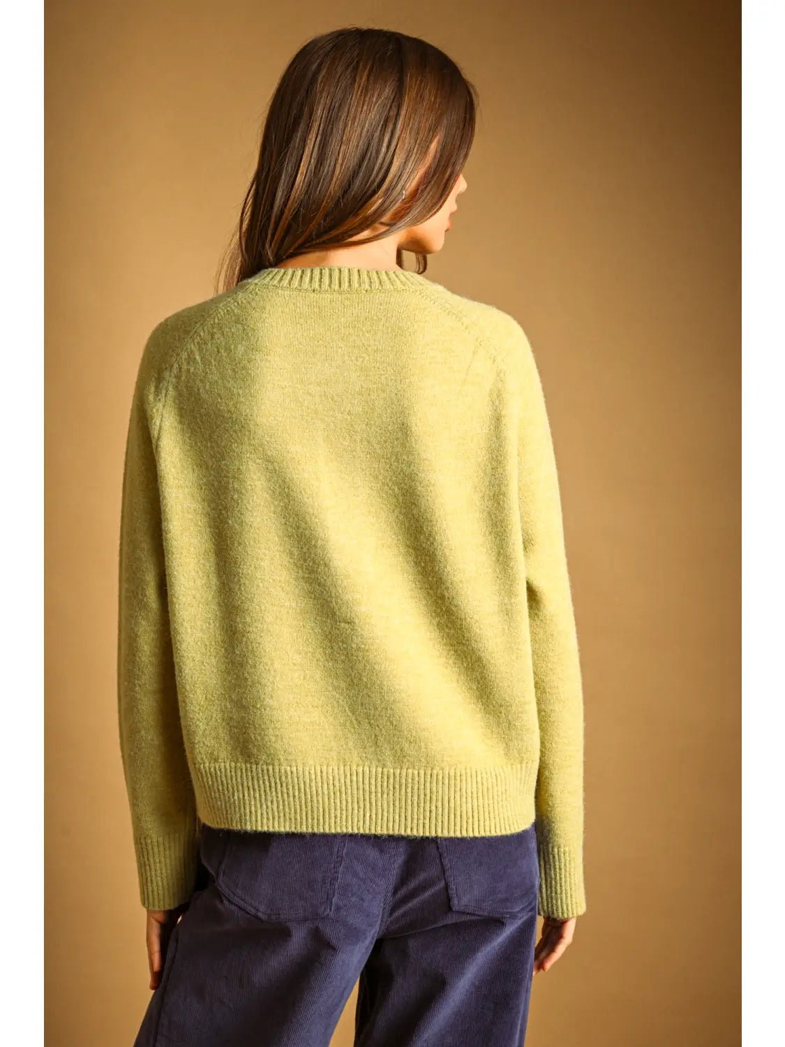 Half Button Sweater Top - Apple Green