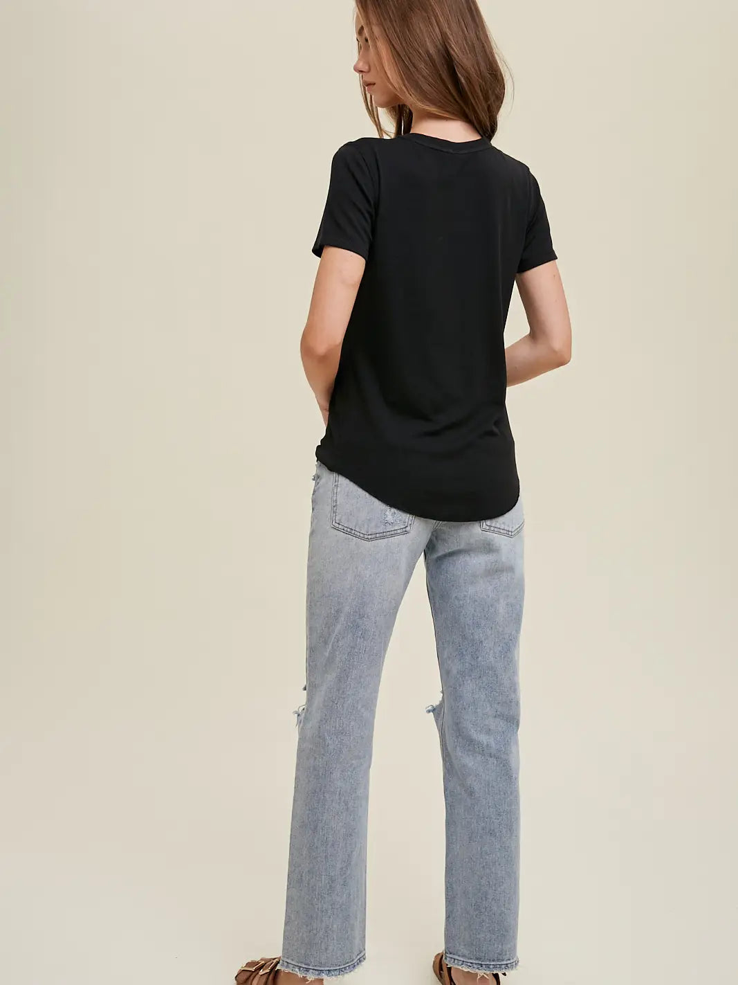 Ribbed Basic Tee, Black