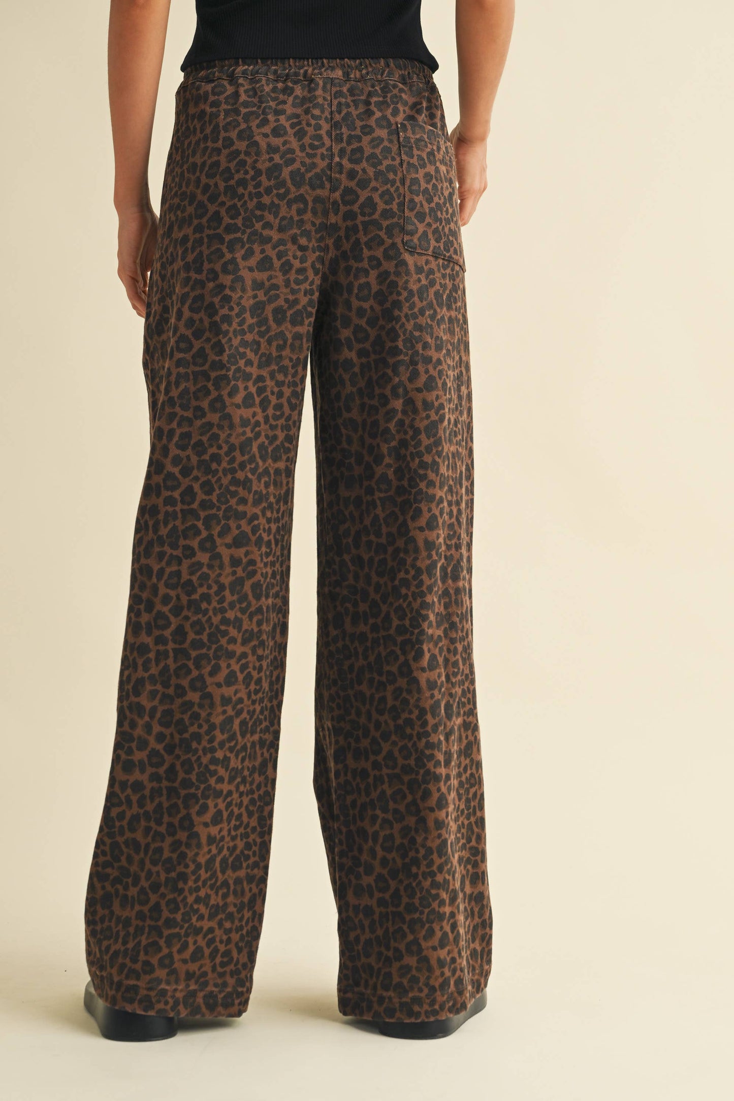 Leopard Print Denim Pants, Brown