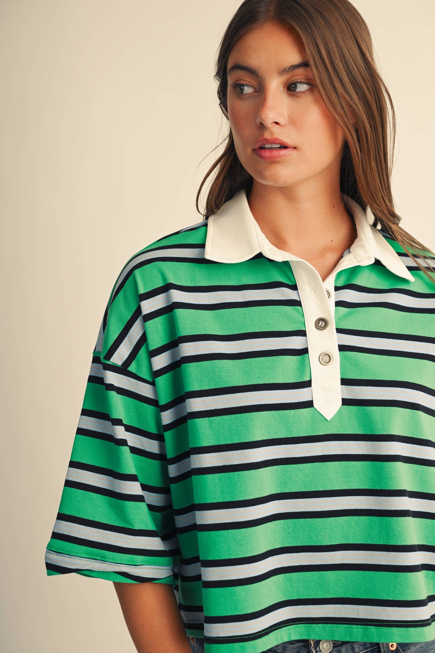 Striped Rugby Polo Top Tee