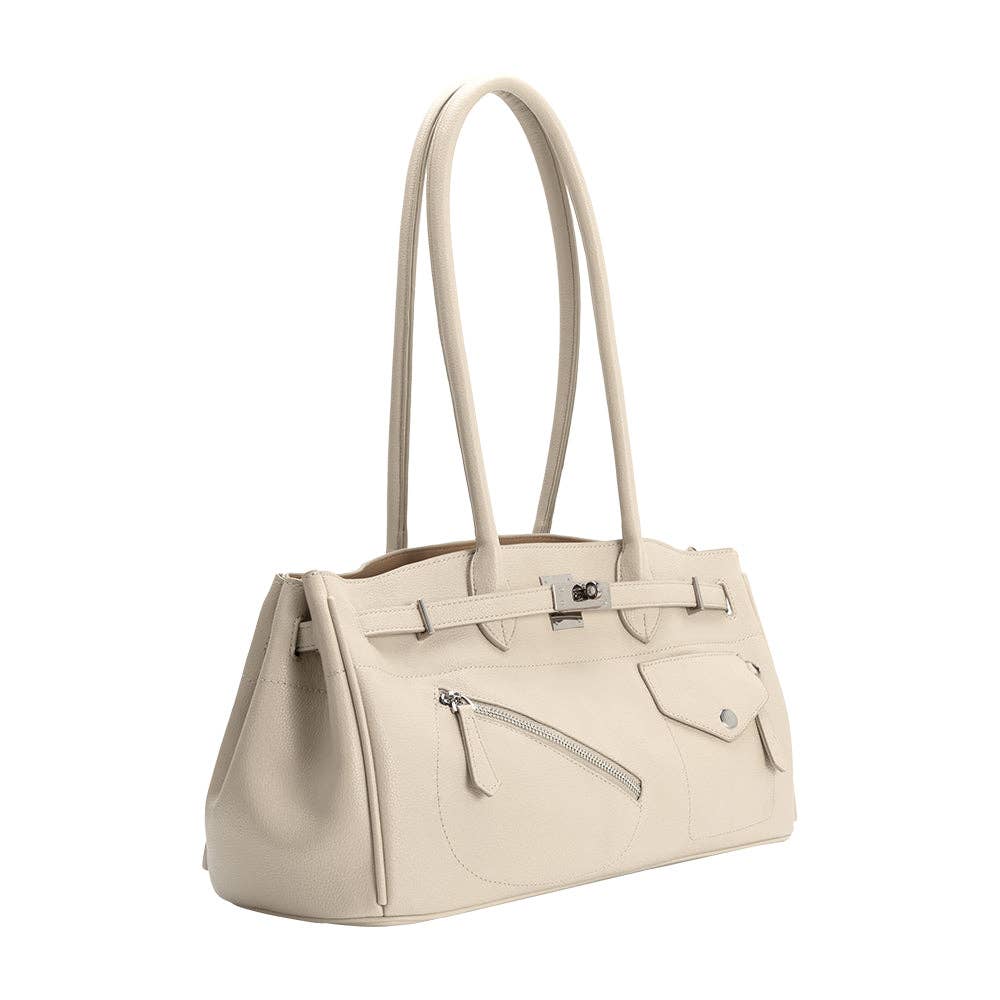Rocky Vegan Leather Shoulder Bag, Ivory