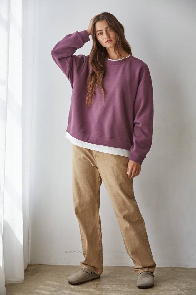 The Weekend Crew Neck Sweatshirt, Plum