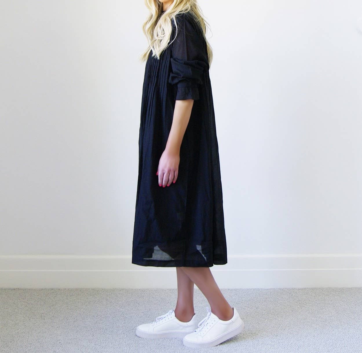 Morgan Button Back Dress, Navy