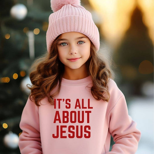 Faith Based Christmas Kid Sweatshirt - It's All About Jesus: 2T