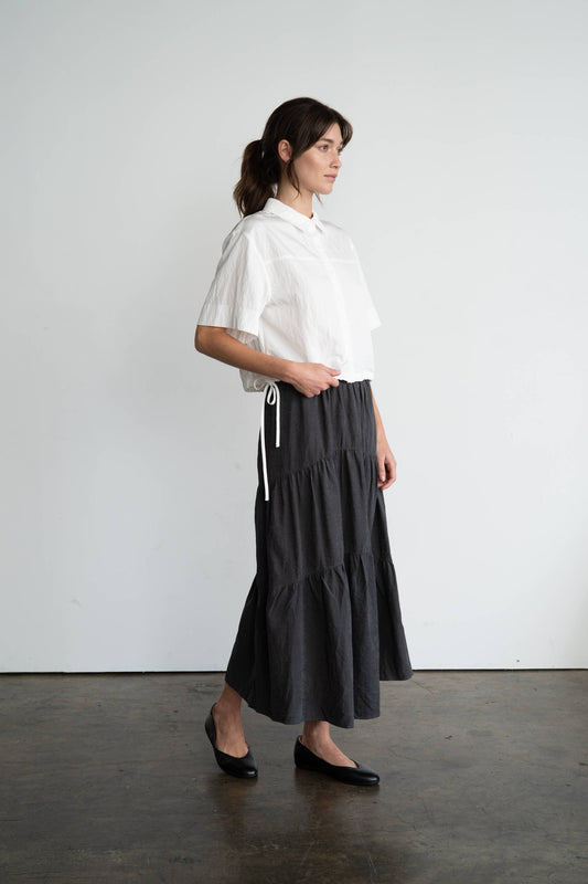 Button-Up Shirt With Tie Hem, White