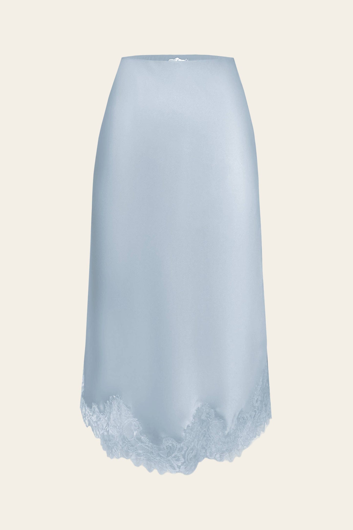 Satin Lace Hem Pencil Skirt: POWDER BLUE