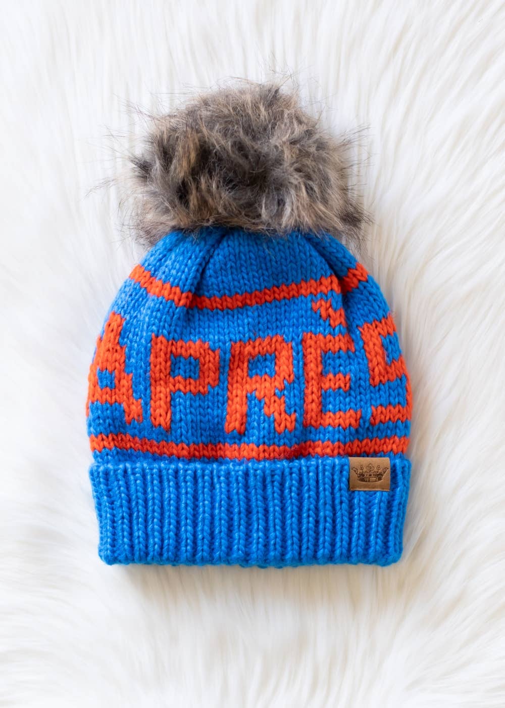 Blue & Orange Apres Pom Hat