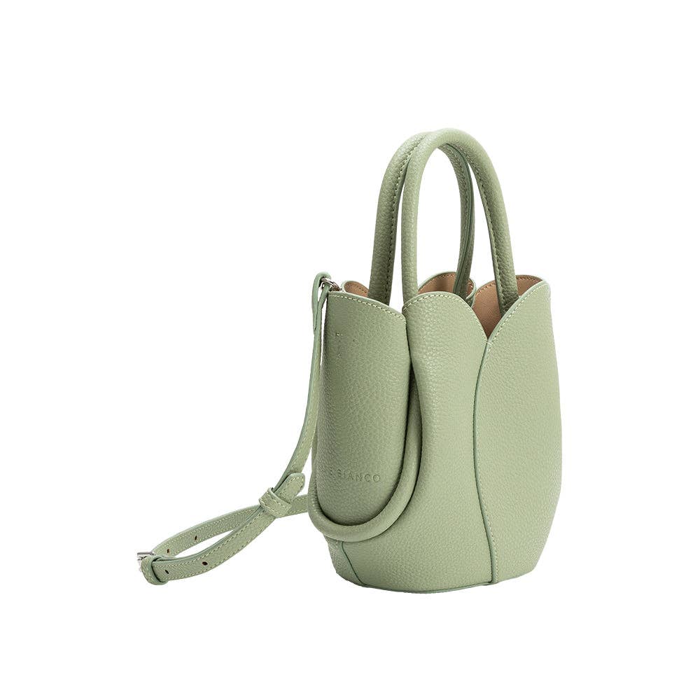 Tulip Mini Leather Top Handle Bag, Green