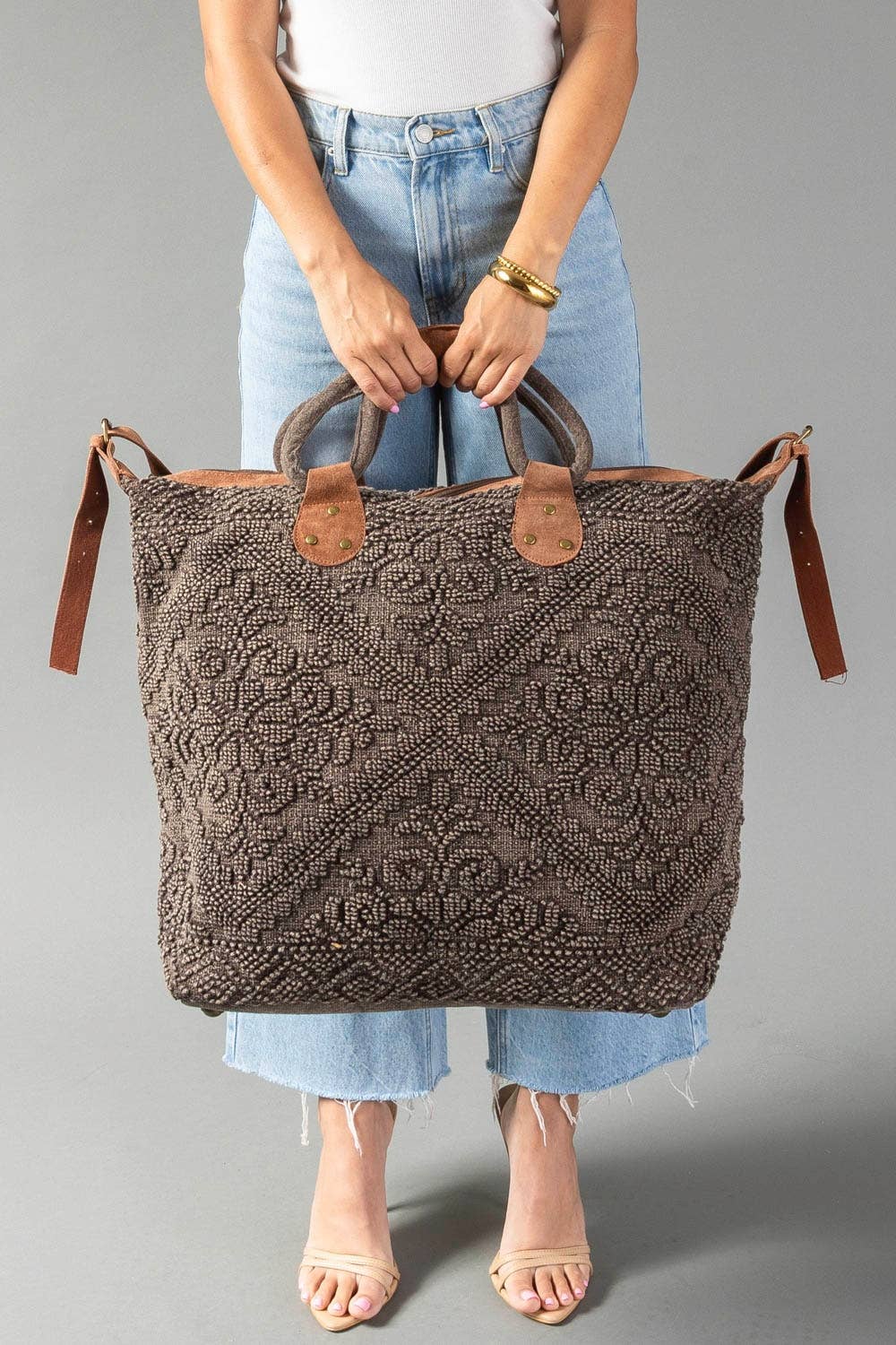 Vintage Textured Tote - Mocha