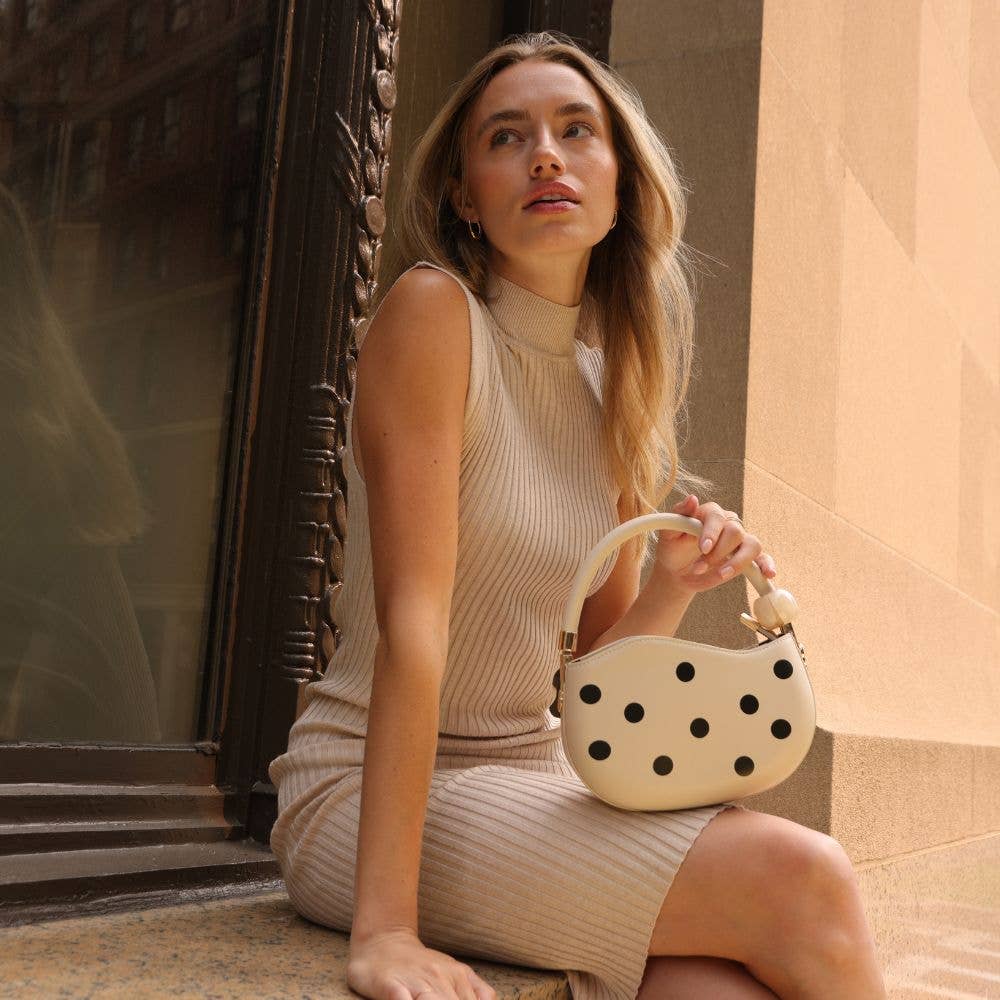 Jennie Cream Polka Dot Bag, Cream