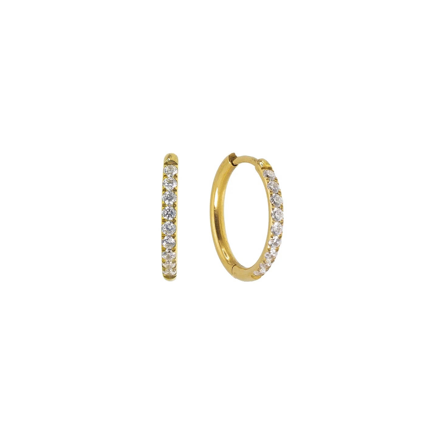 Diamond Hoops, Gold 18mm
