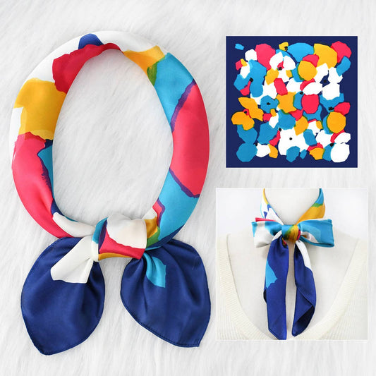 Polka Dot Satin Neck Scarf, Blue