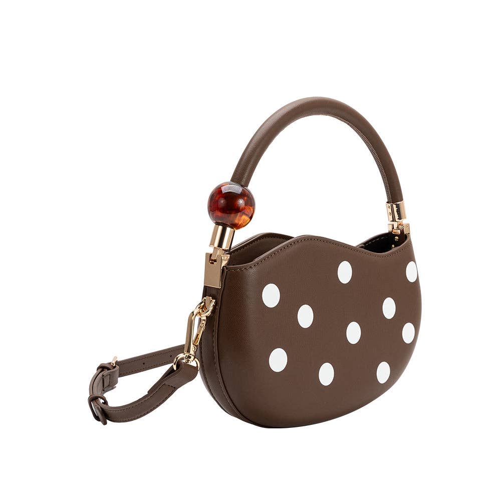 Jennie Chocolate Polka Dot Bag,  Chocolate