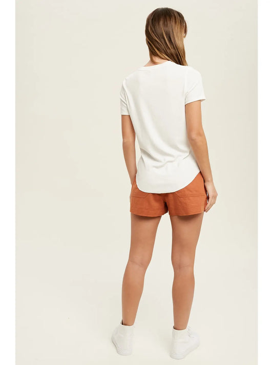Ribbed Basic Tee, White