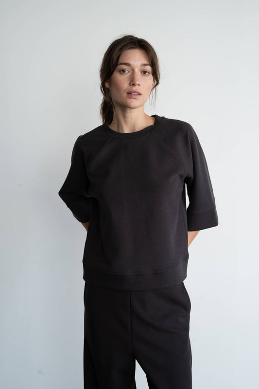 Raglan 3/4 Sleeve Pullover, Charcoal
