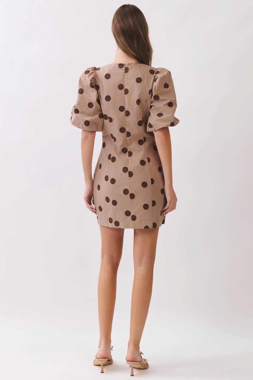 Polka Dot Dress - Taupe and Chocolate