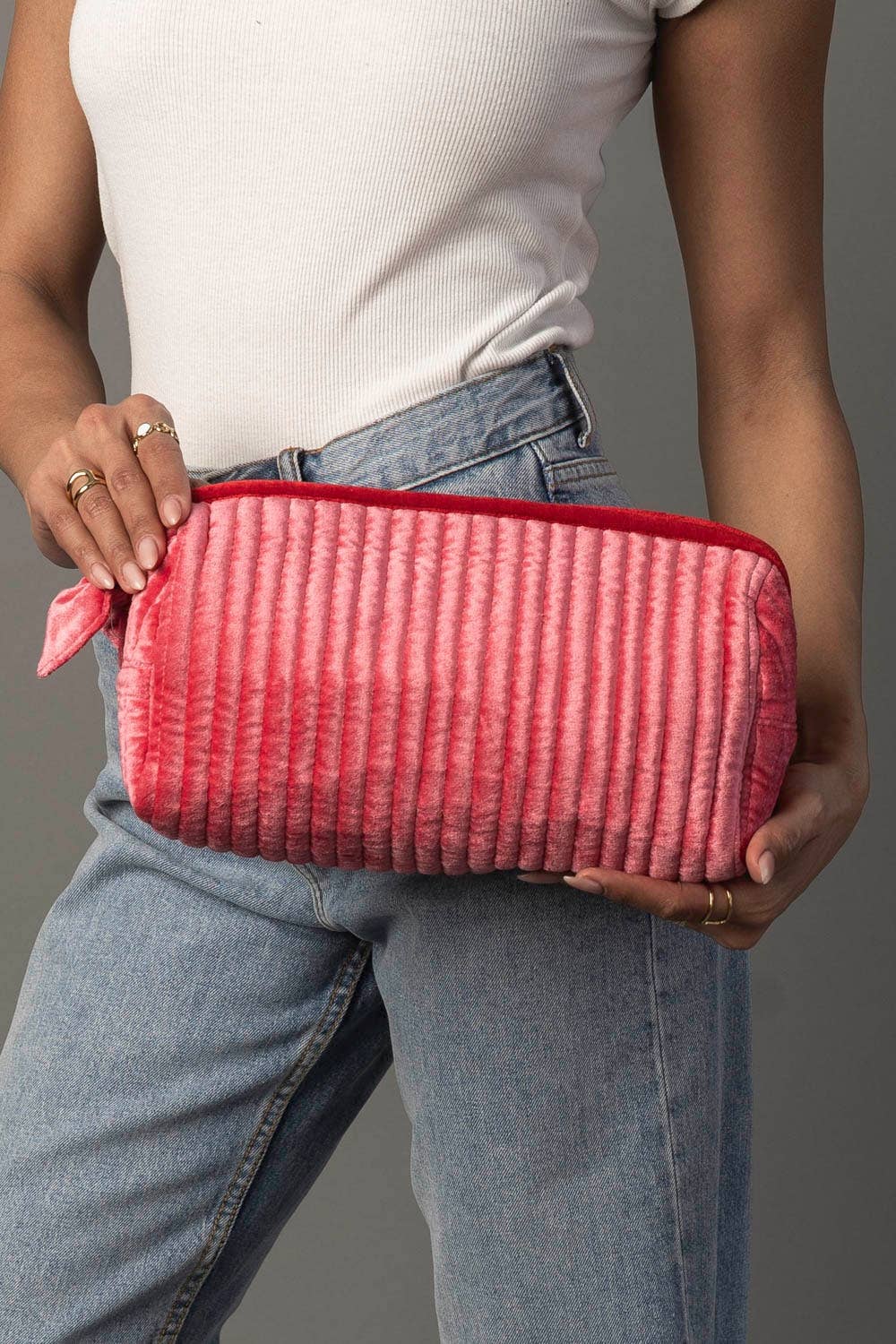 Pink & Red Velvet Travel Pouch