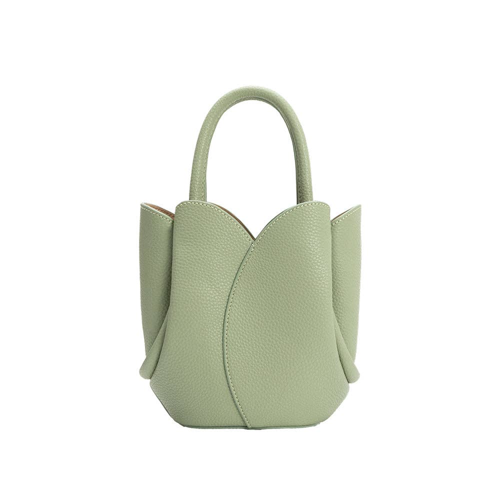 Tulip Mini Leather Top Handle Bag, Green