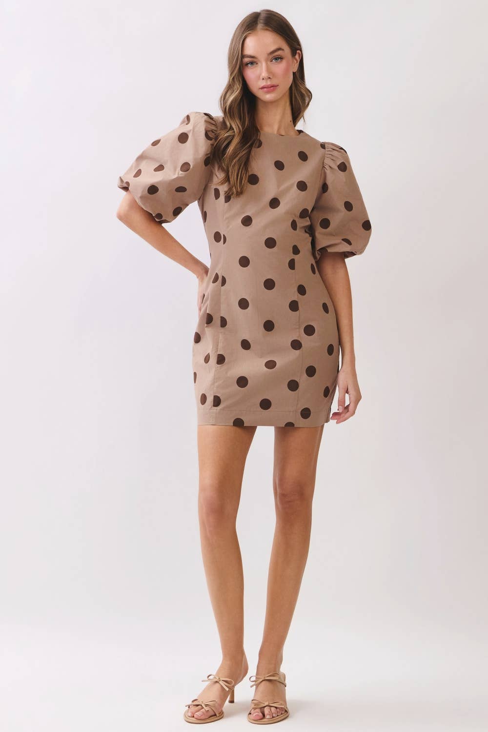 Polka Dot Dress - Taupe and Chocolate