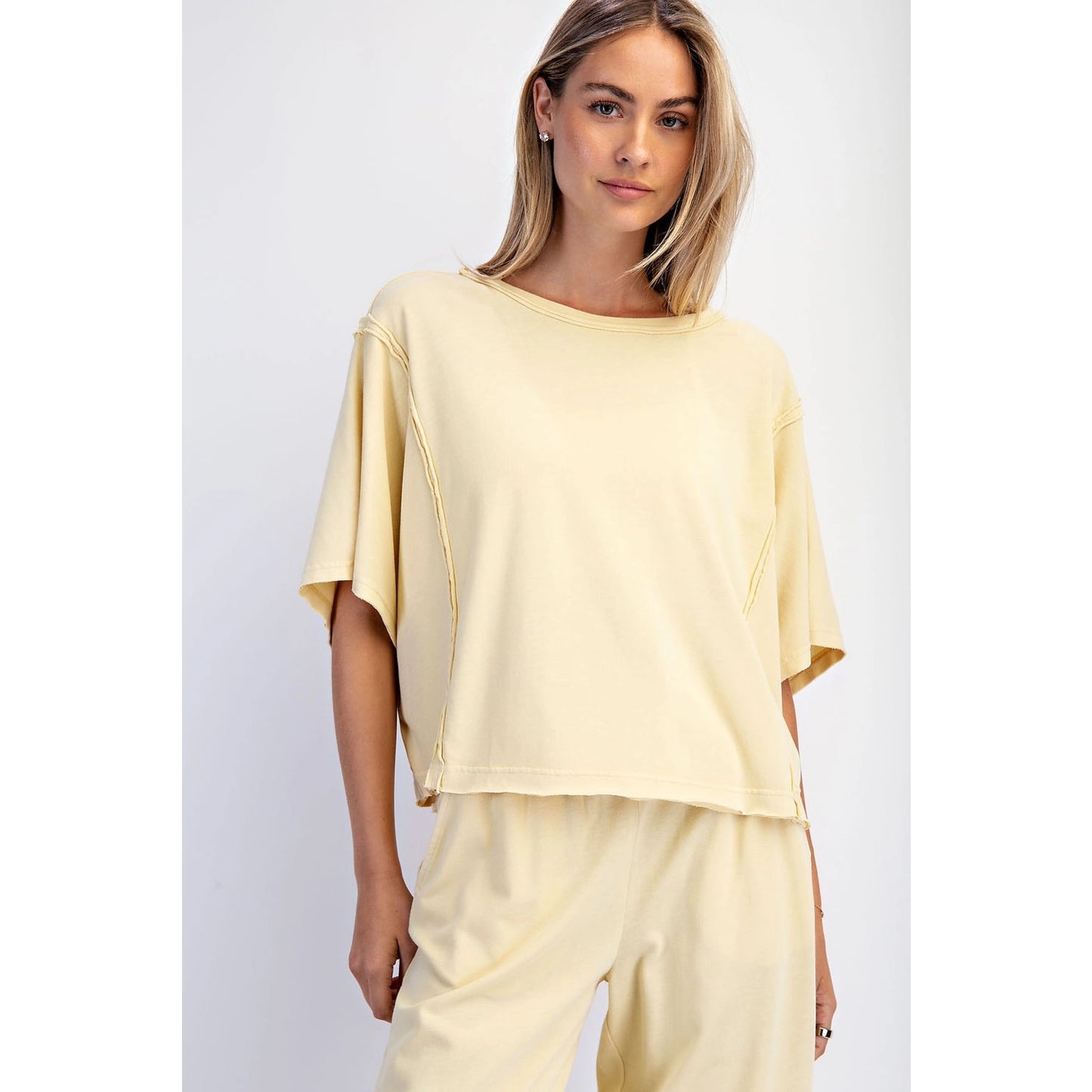 Mineral Washed Boxy Top, Lemonilla