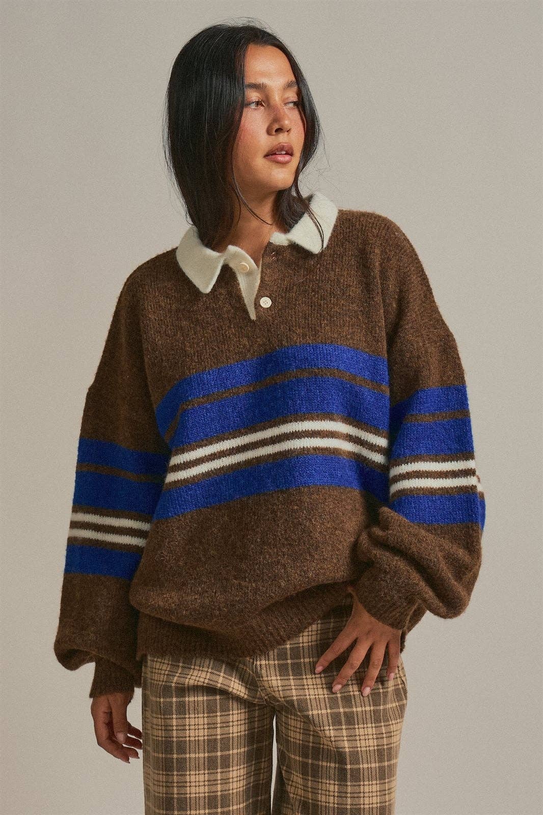 Rugby Polo Sweater - Olive Brown