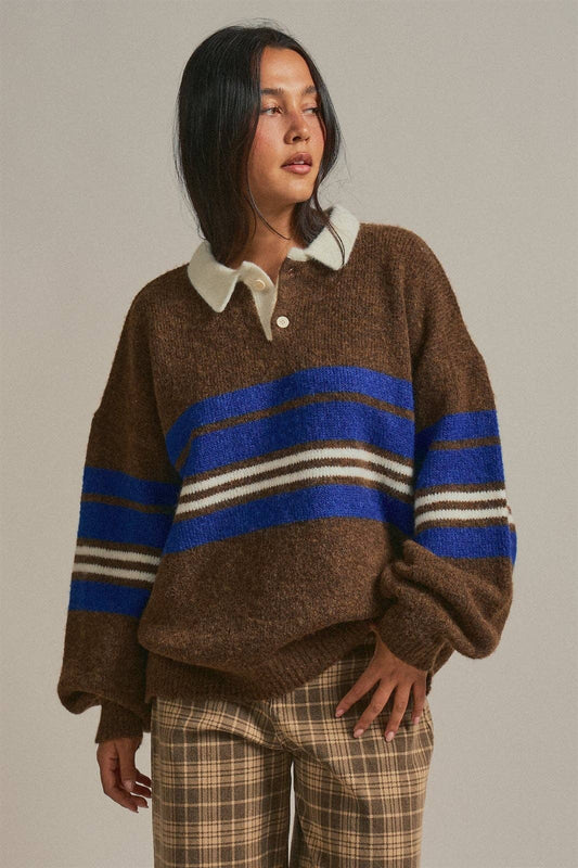 Rugby Polo Sweater - Olive Brown
