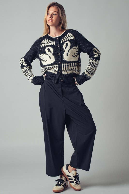 Wide-Leg Cropped Utility Pants: BLACK