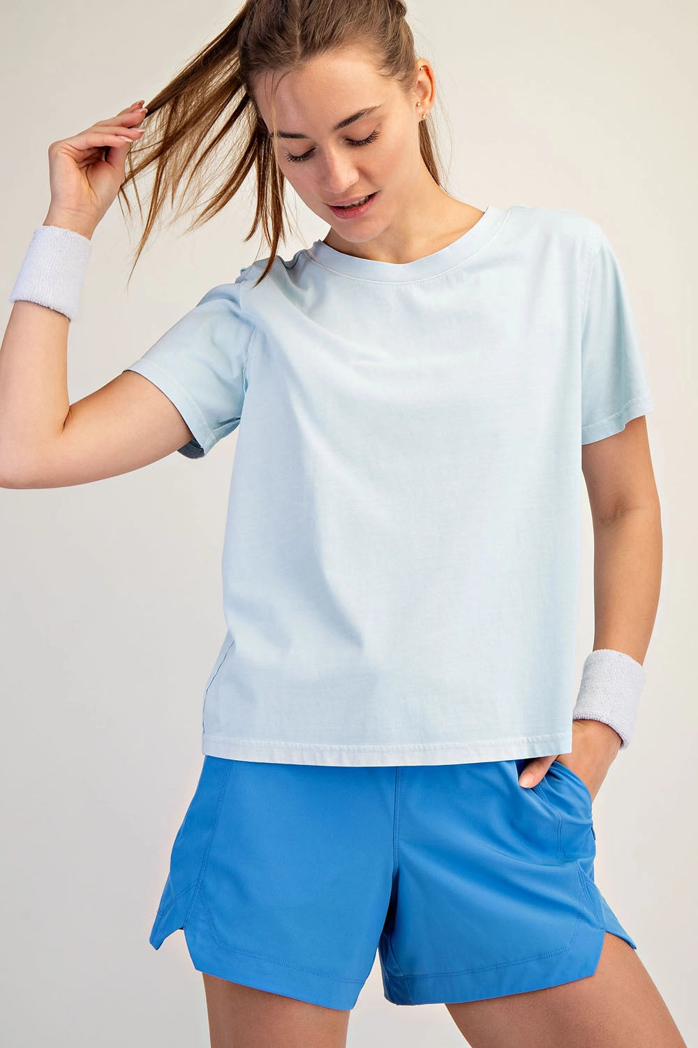 Washed Cotton Top, Baby Blue