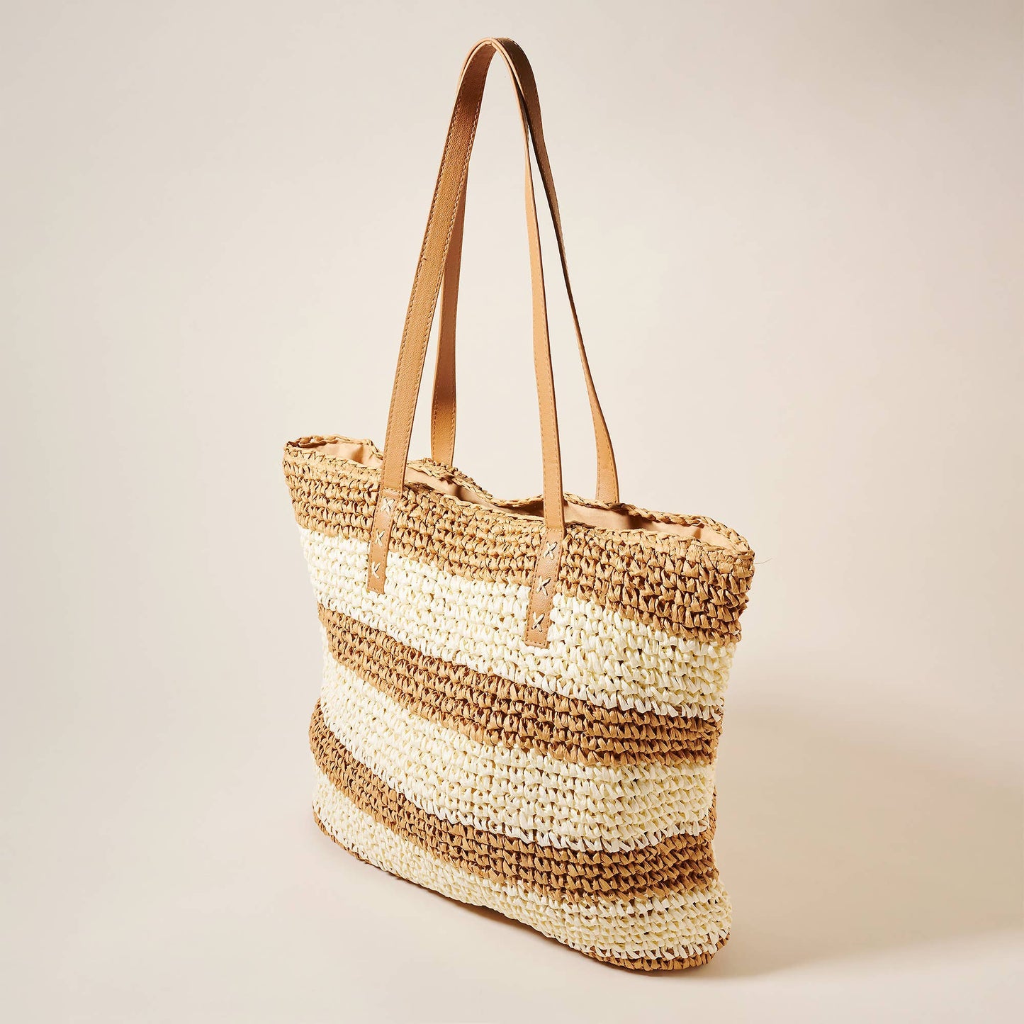 Straw Tote Bag, Ivory/Natural