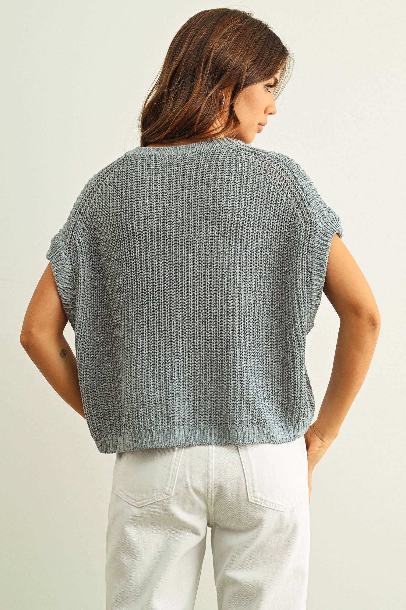 Dolman Sleeve Knitted Top, Blue