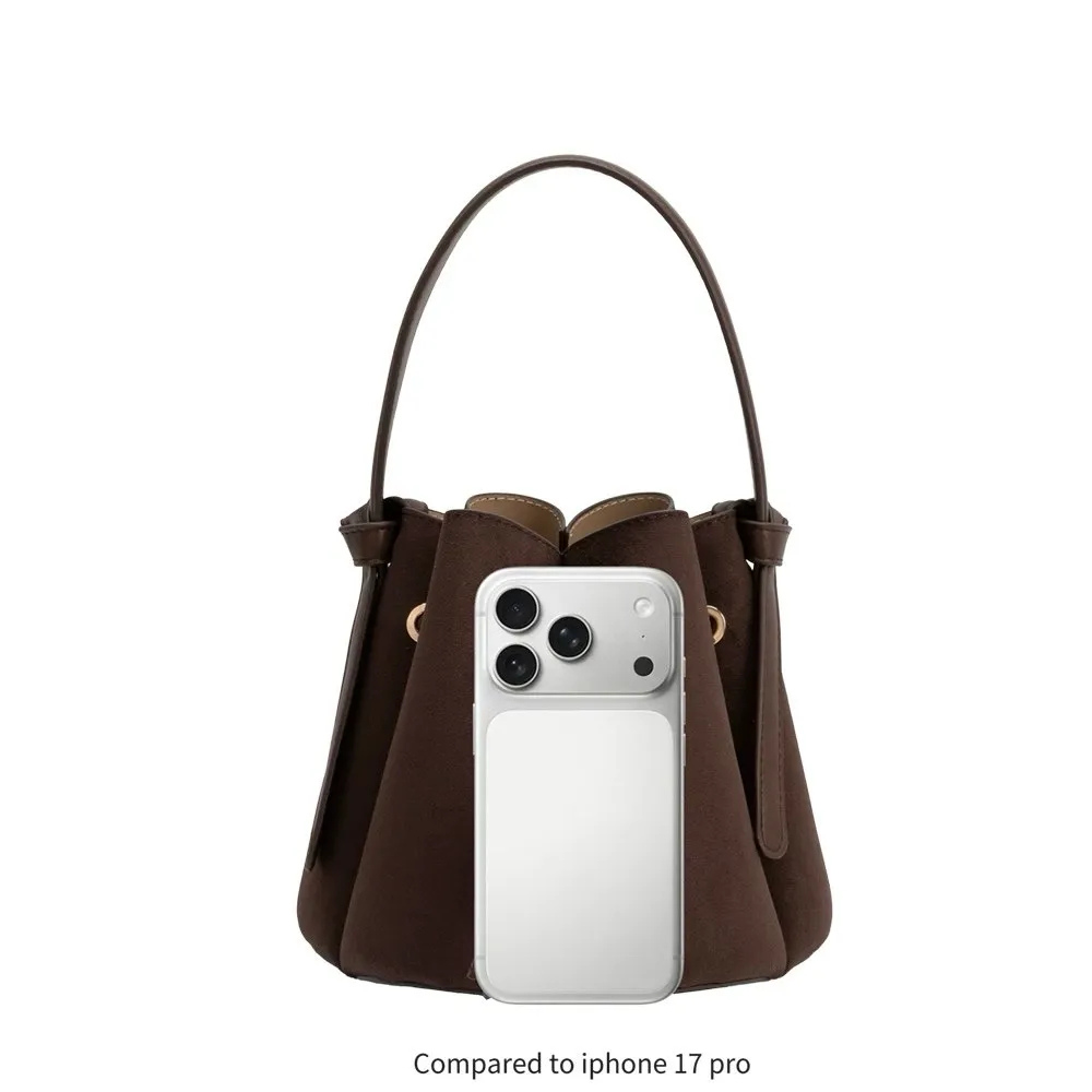 Laguna Mini Vegan Suede Top Handle Bag, Chocolate