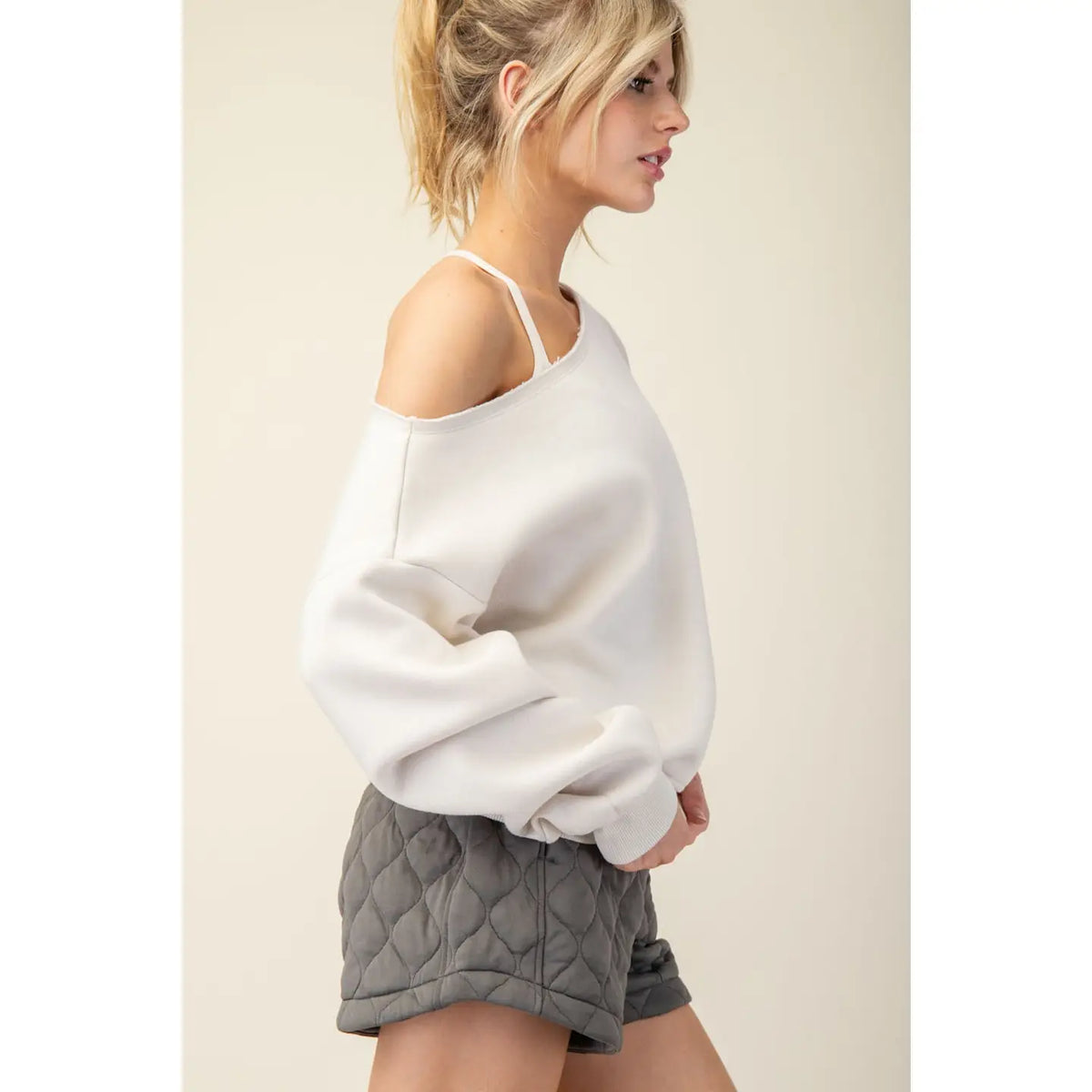 French Terry, Off The Shoulder, Bone