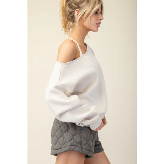 French Terry, Off The Shoulder, Bone