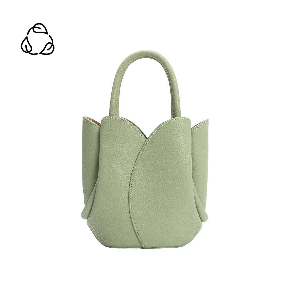Tulip Mini Leather Top Handle Bag, Green
