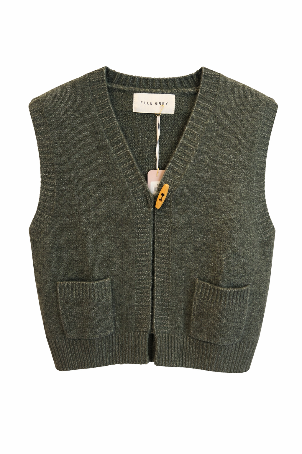 Toggle Button Sweater Vest- Dark Green