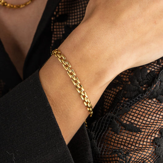 Squared Chain Bracelet, Gold