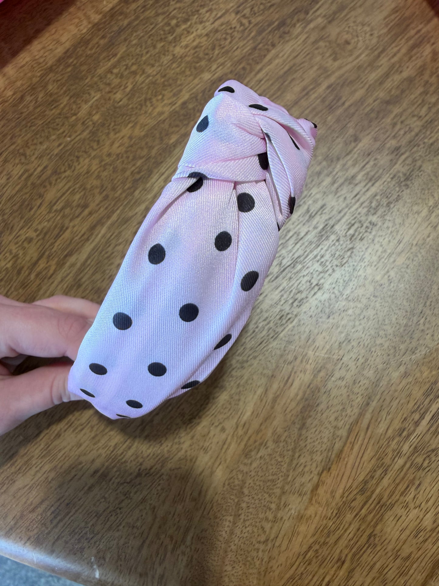 Pink Polka Dot Headband