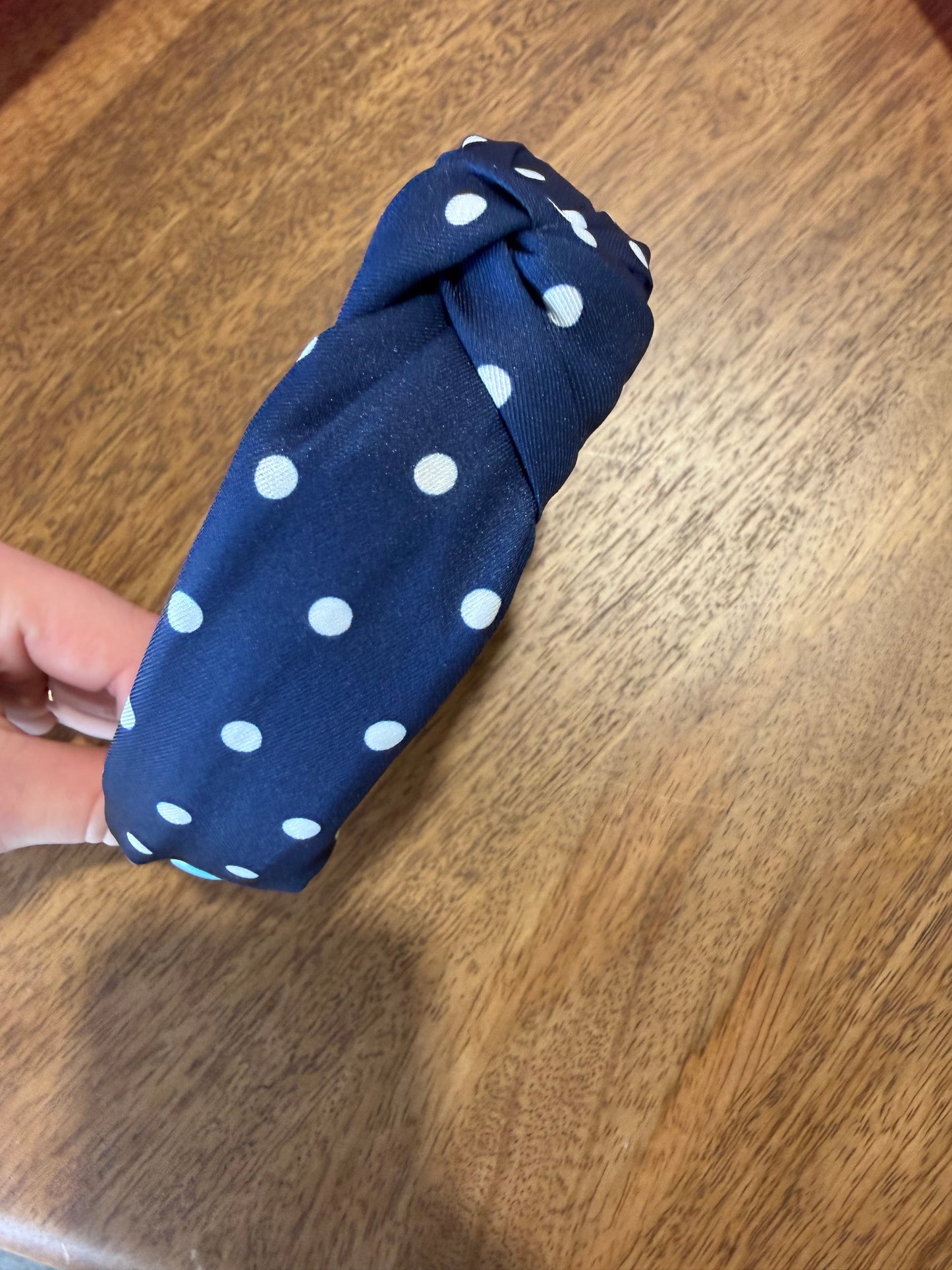 Blue Polka Dot Headband