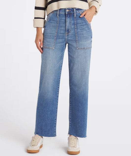 High Rise Wide, Straight Jeans, Medium