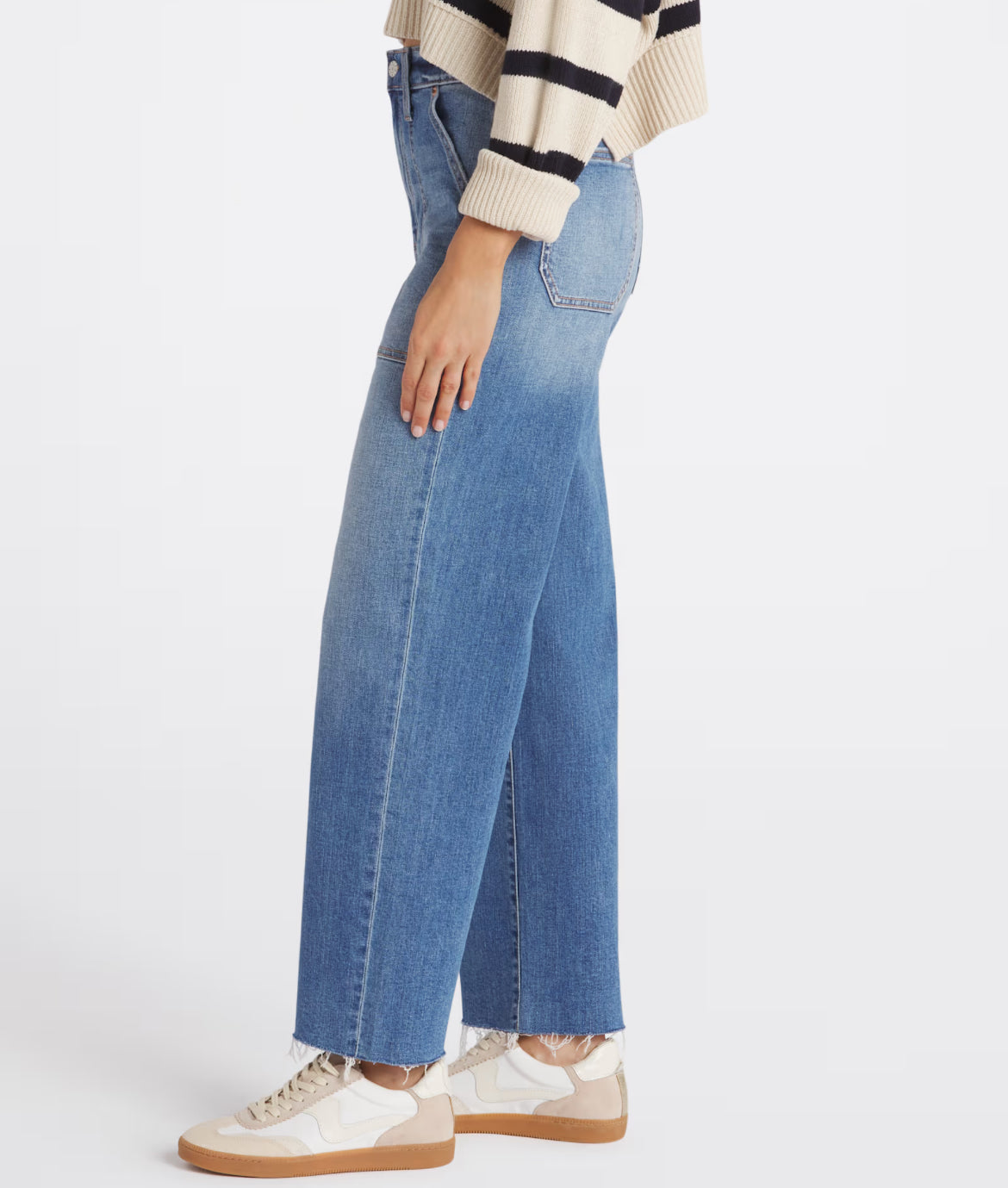 High Rise Wide, Straight Jeans, Medium