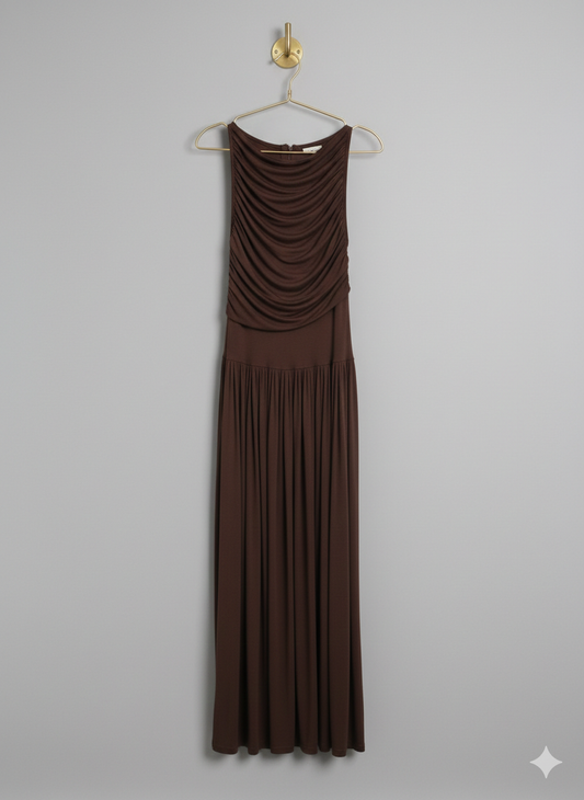 Leni Maxi Dress, Dark Brown Medium