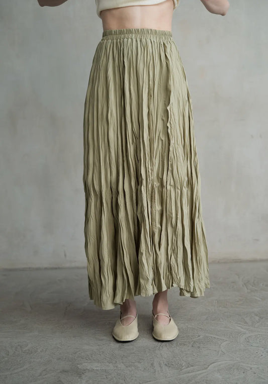 Crinkle Maxi Skirt, Sage