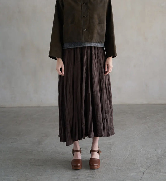 Crinkle Maxi Skirt, Dark Brown