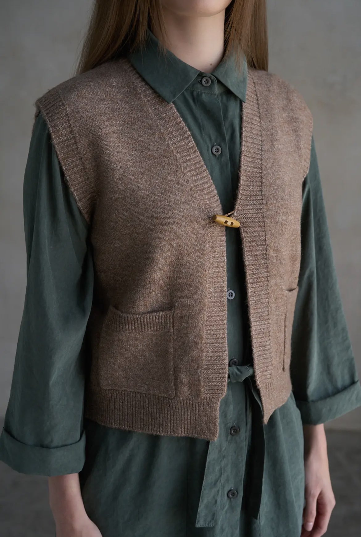 Sleeveless Sweater Vest, Taupe