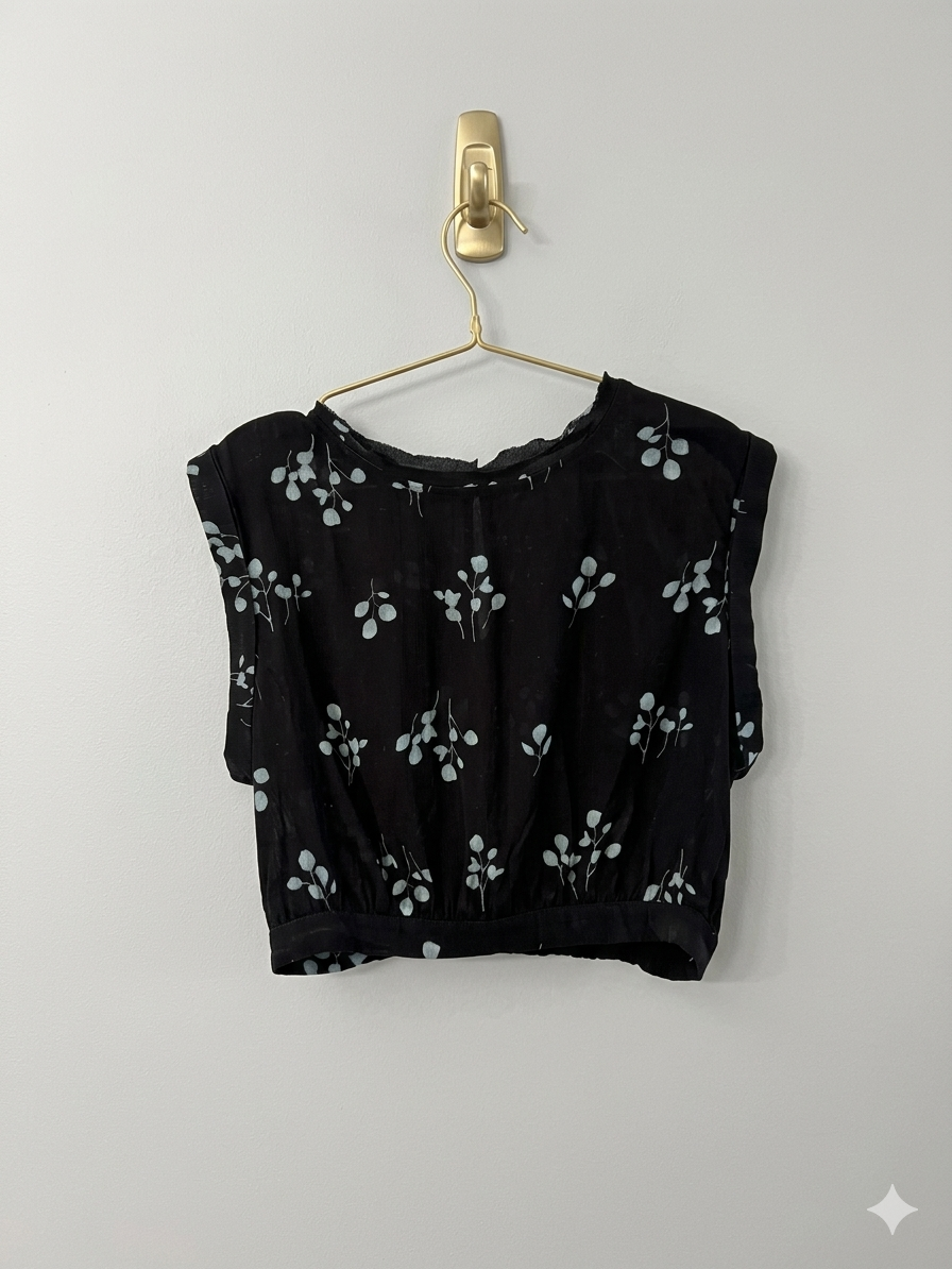 Montana Sleeveless Floral Top, Black
