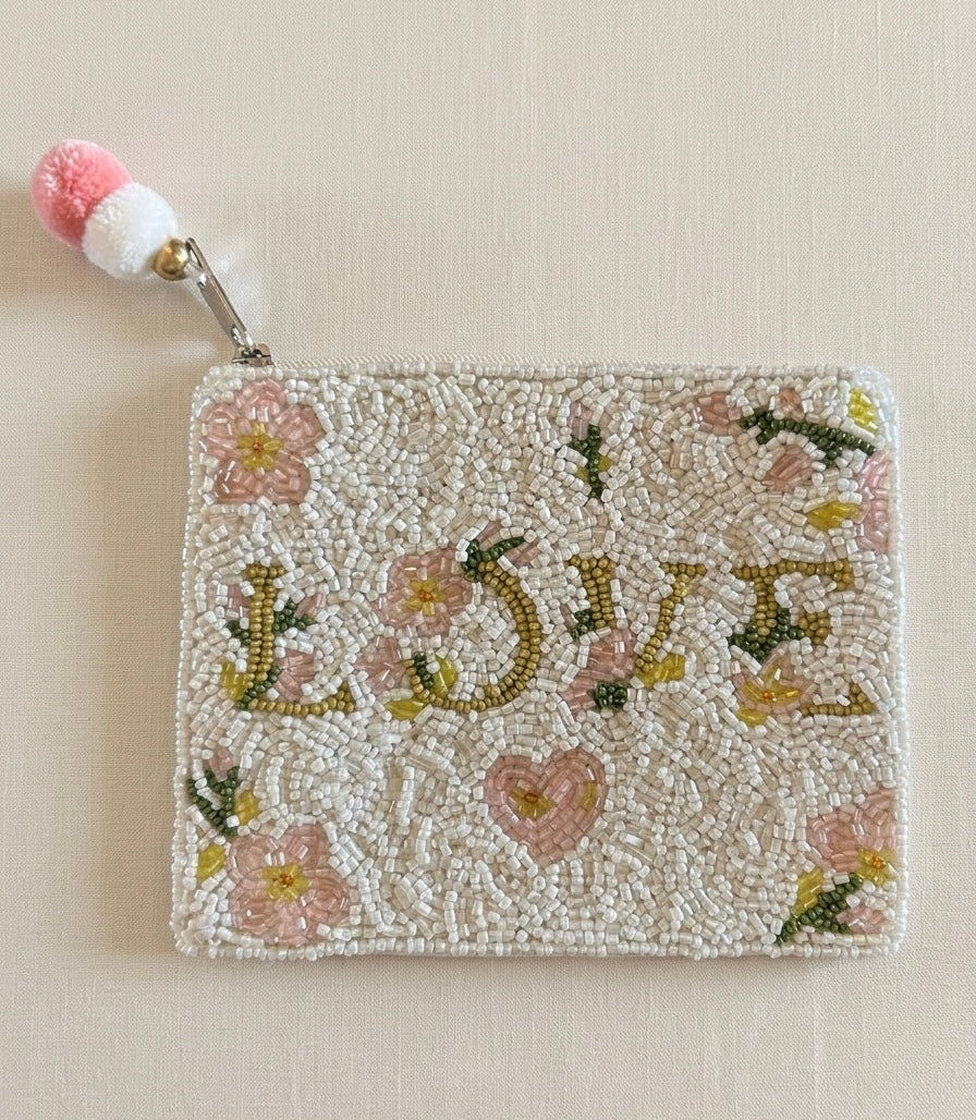 Floral Love Beaded Pouch