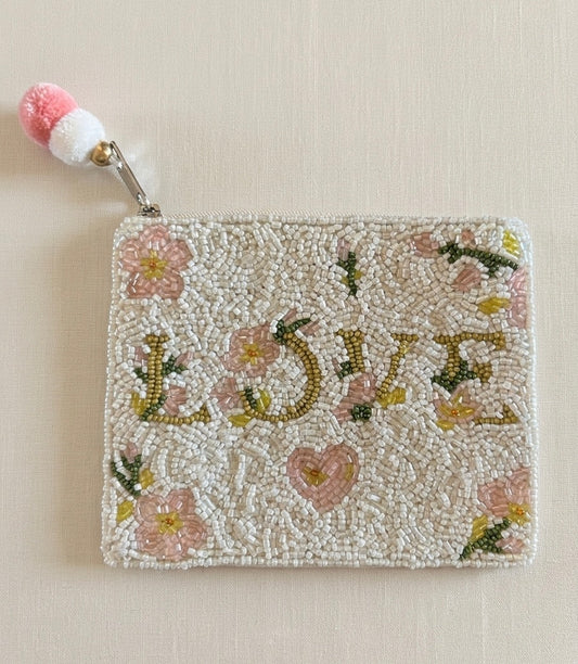 Floral Love Beaded Pouch