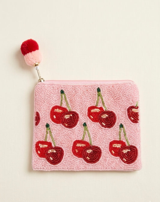 Cherries Beaded Pouch
