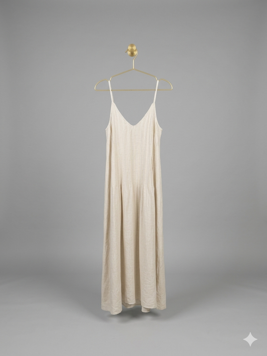 Pleated Pintuck Dress, Linen