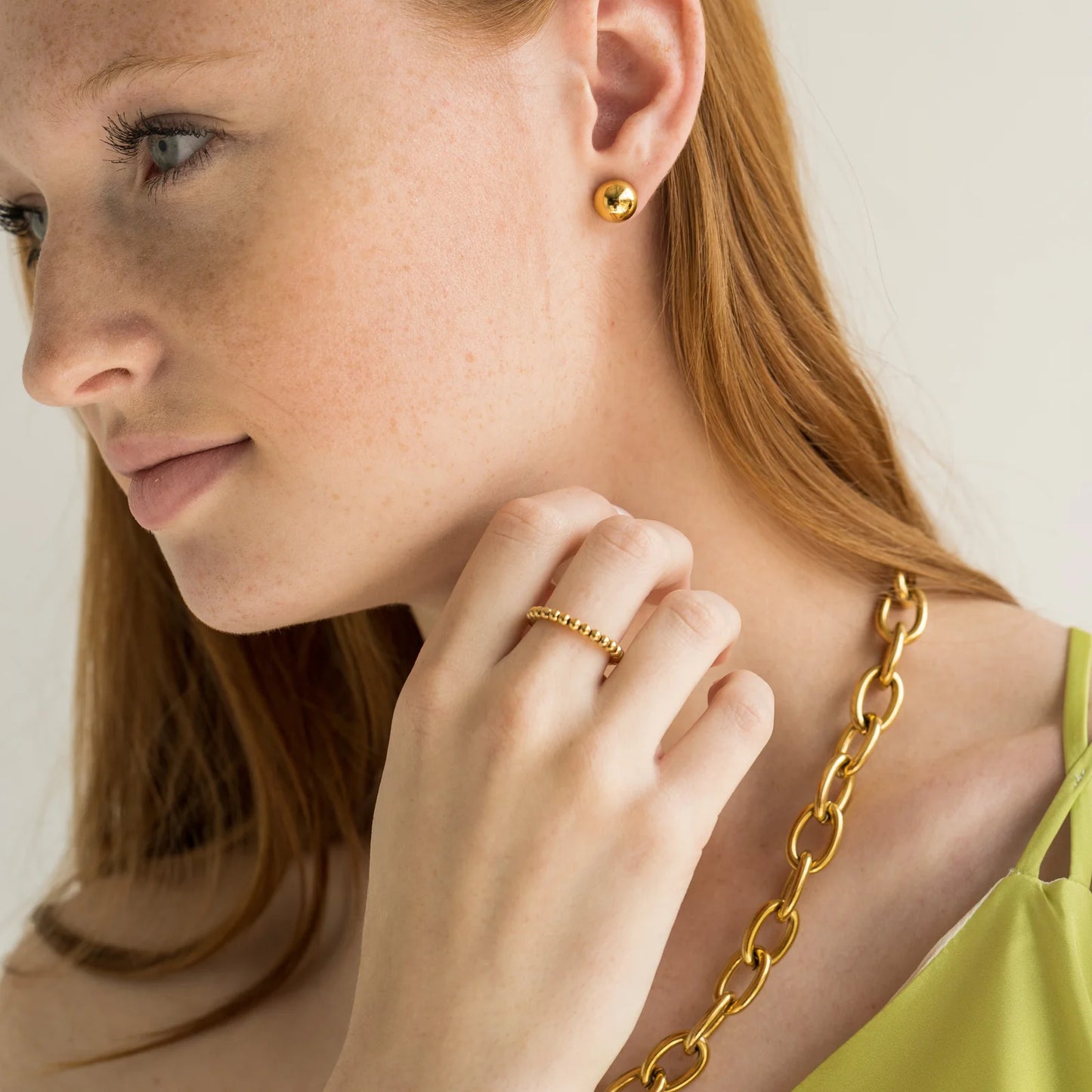 Mini Button Studs, Gold